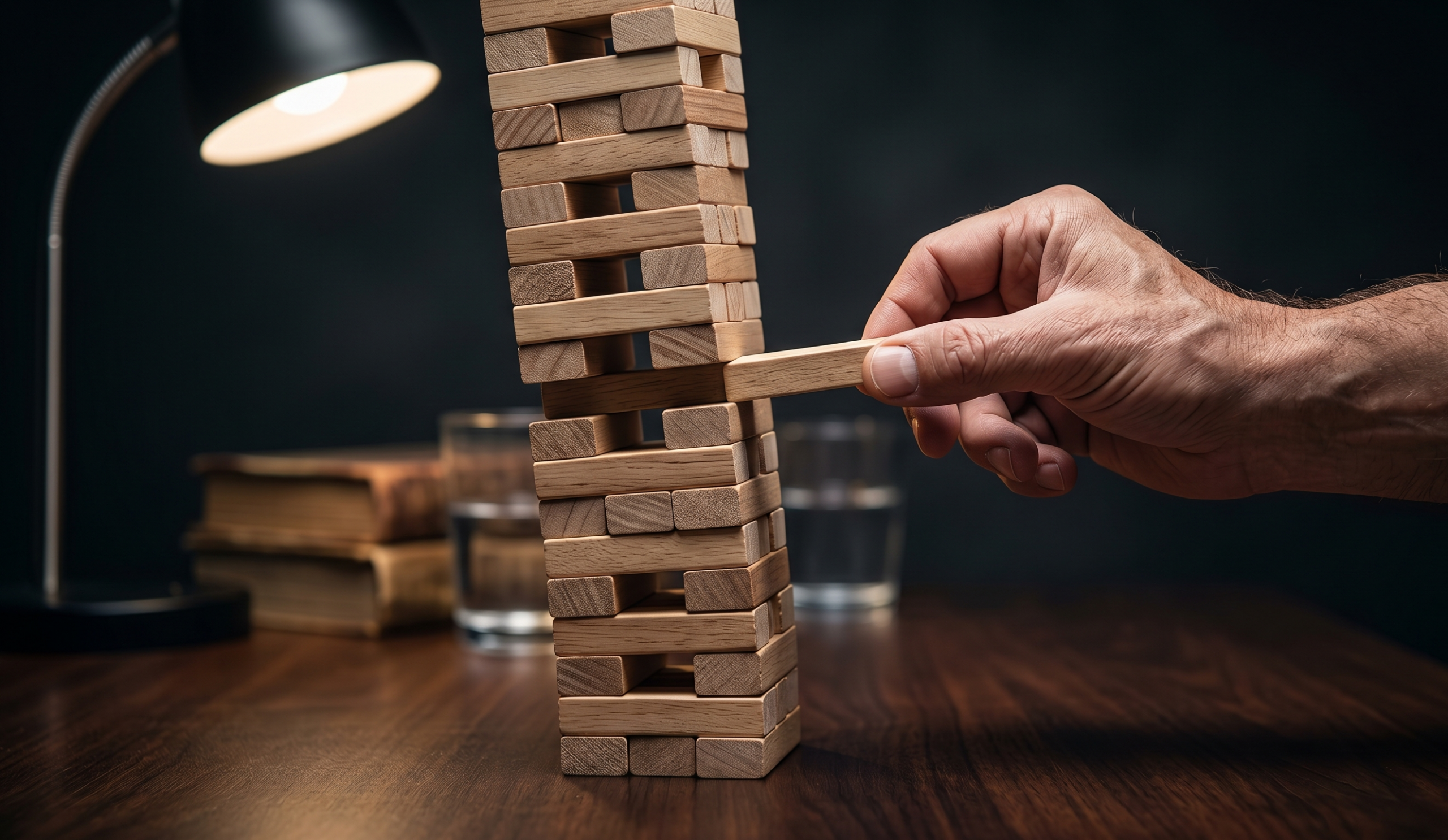 jenga tower representing financial risk