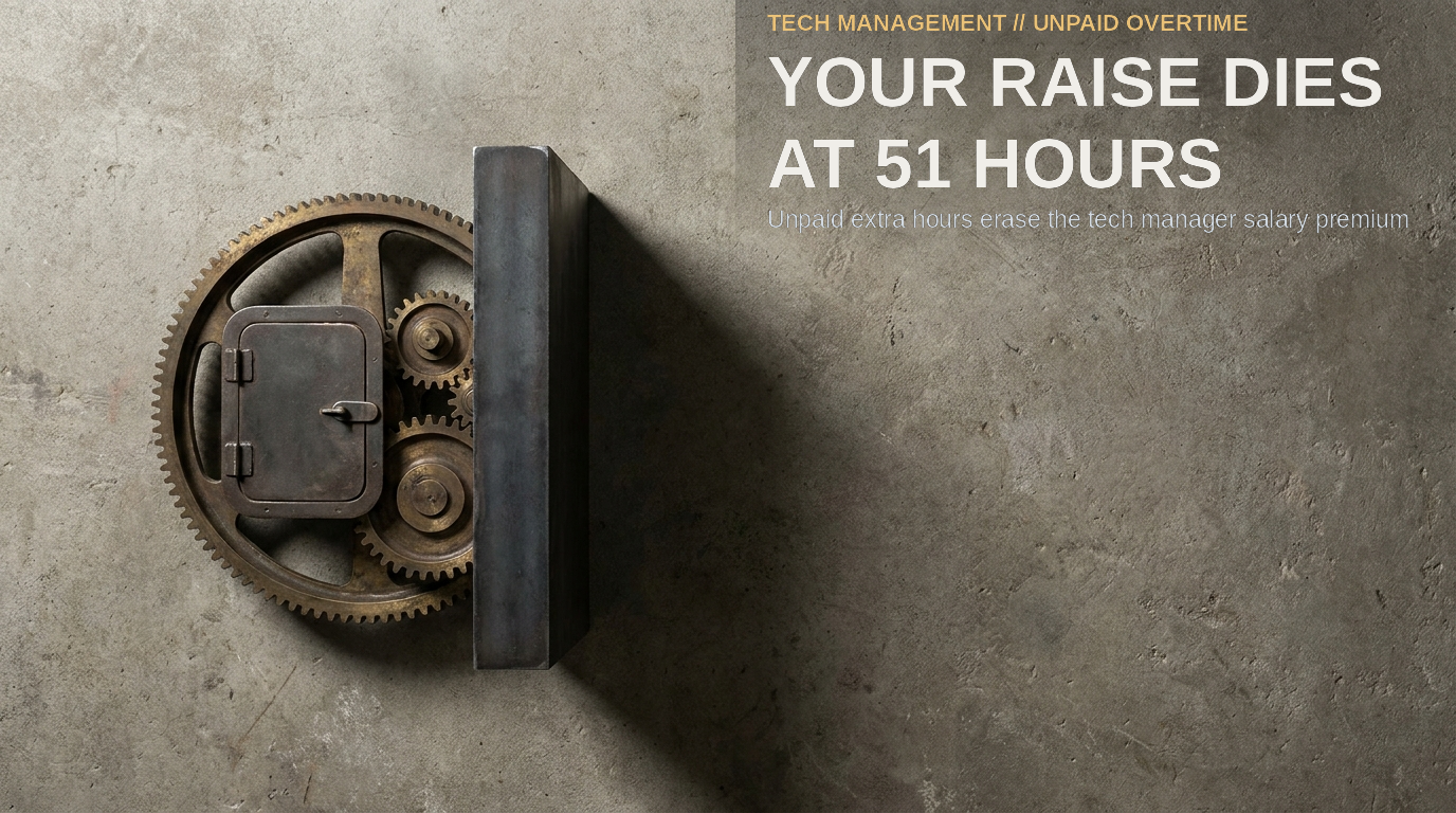 Your Raise Dies At 51 Hours. A modular mechanical gear hitting a solid steel limit block on a concrete surface.